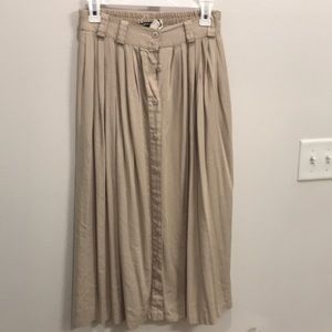 Tan ankle length button-down skirt